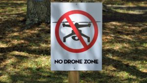 how to use drones in wedding videography - no-drone-zone sign