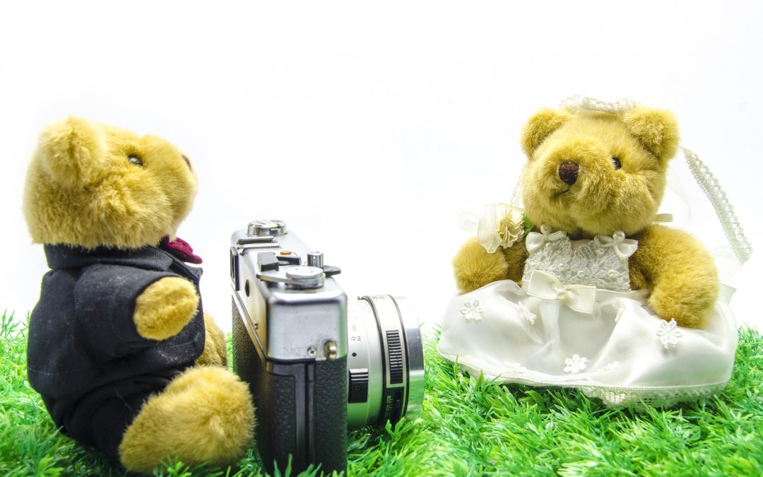 teddy bears in wedding attair