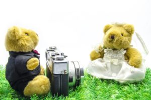 teddy bears in wedding attair