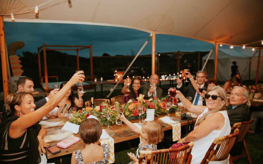 people toasting around wedding tabe