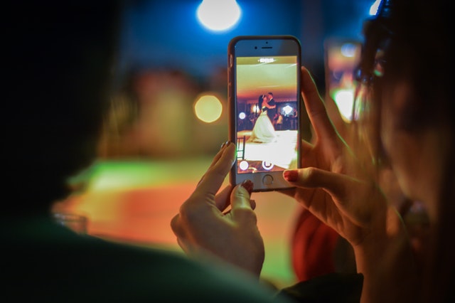 Iphone 8 filming bride and groom dancing