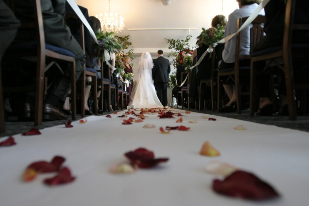 Bride walking down the aisle 