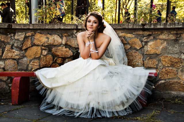 bride in white wedding dress