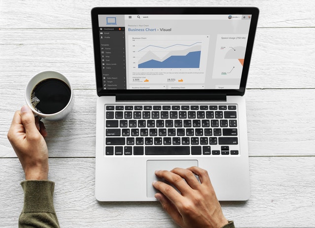 macbook and cup of coffee