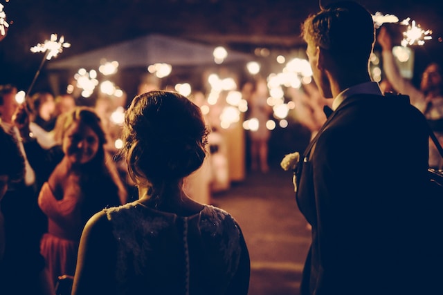 bride & groom lights