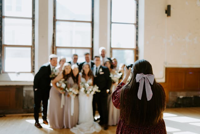 Family photo at a wedding